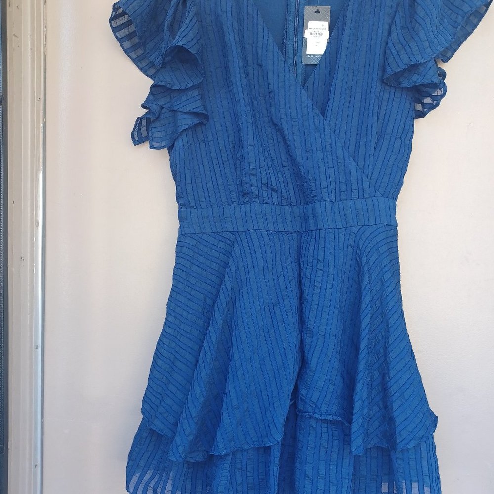 CITY CHIC PLAYSUIT FIRST DATE NAVY BLUE RUFFLE ROMPER MEDIUM /18